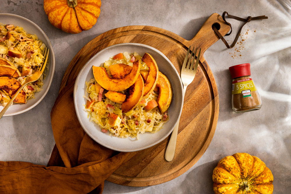 WSB 5 Spices Gepofte Pompoen Met Zuurkool En Krokant Gebakken Spekjes (2)