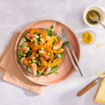 Geroosterde pompoen salade met vijgen en hazelnoten