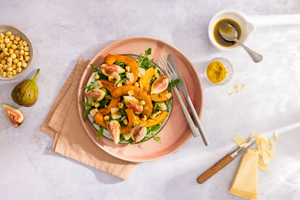 WSB Vadouvan Geroosterde Pompoen Salade Met Vijgen En Hazelnote