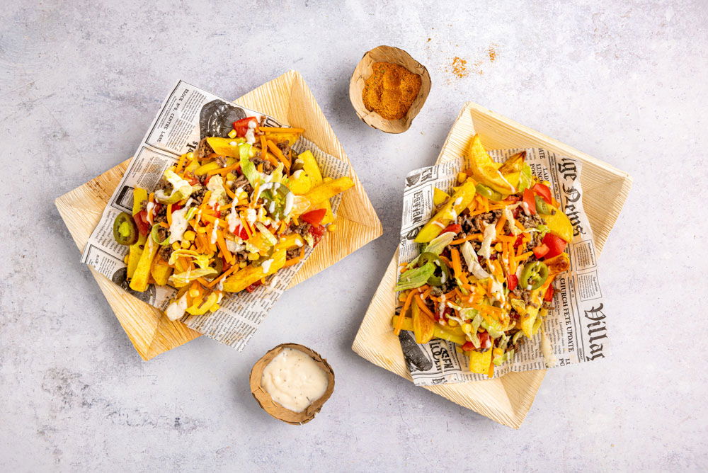 Kapsalon met cheddar, rundergehakt en tomaat