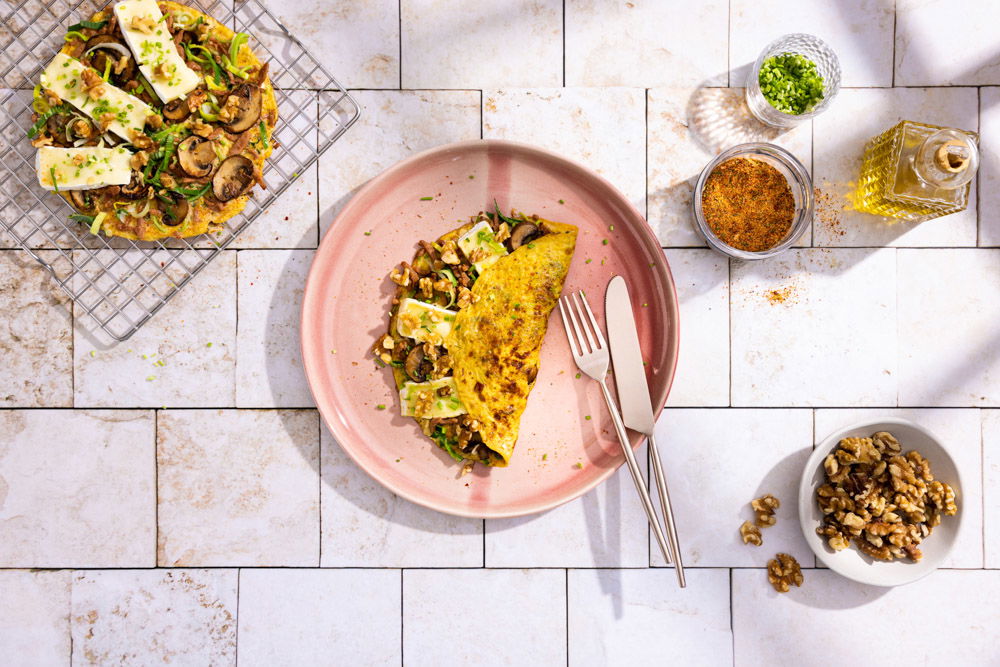 OSB Classic Blend Voor Omelet Franse Omelet Met Vegetarische Spek, Brie En Champignons (2) (1)