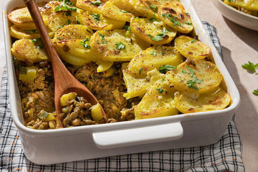 Ovenschotel Met Aardappelschijfjes En Pittig Gehakt 2