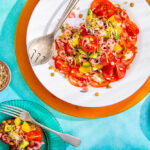 Tomatencarpaccio met groene linzen