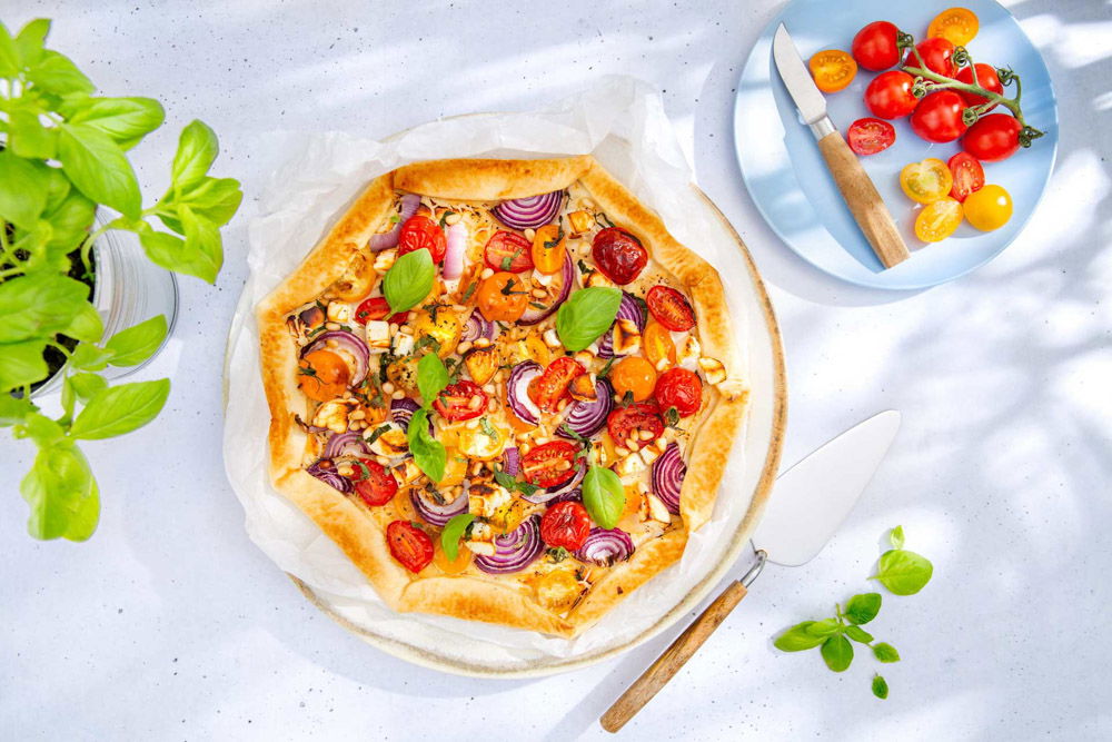Tomaten galette met geitenkaas