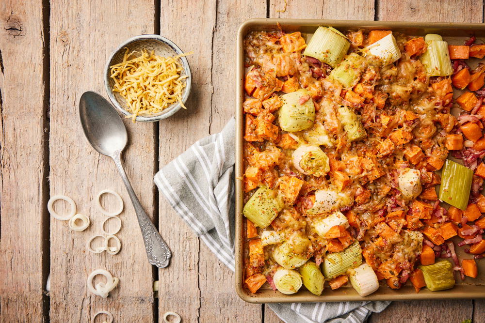Zoete Aardappel Prei Traybake 04