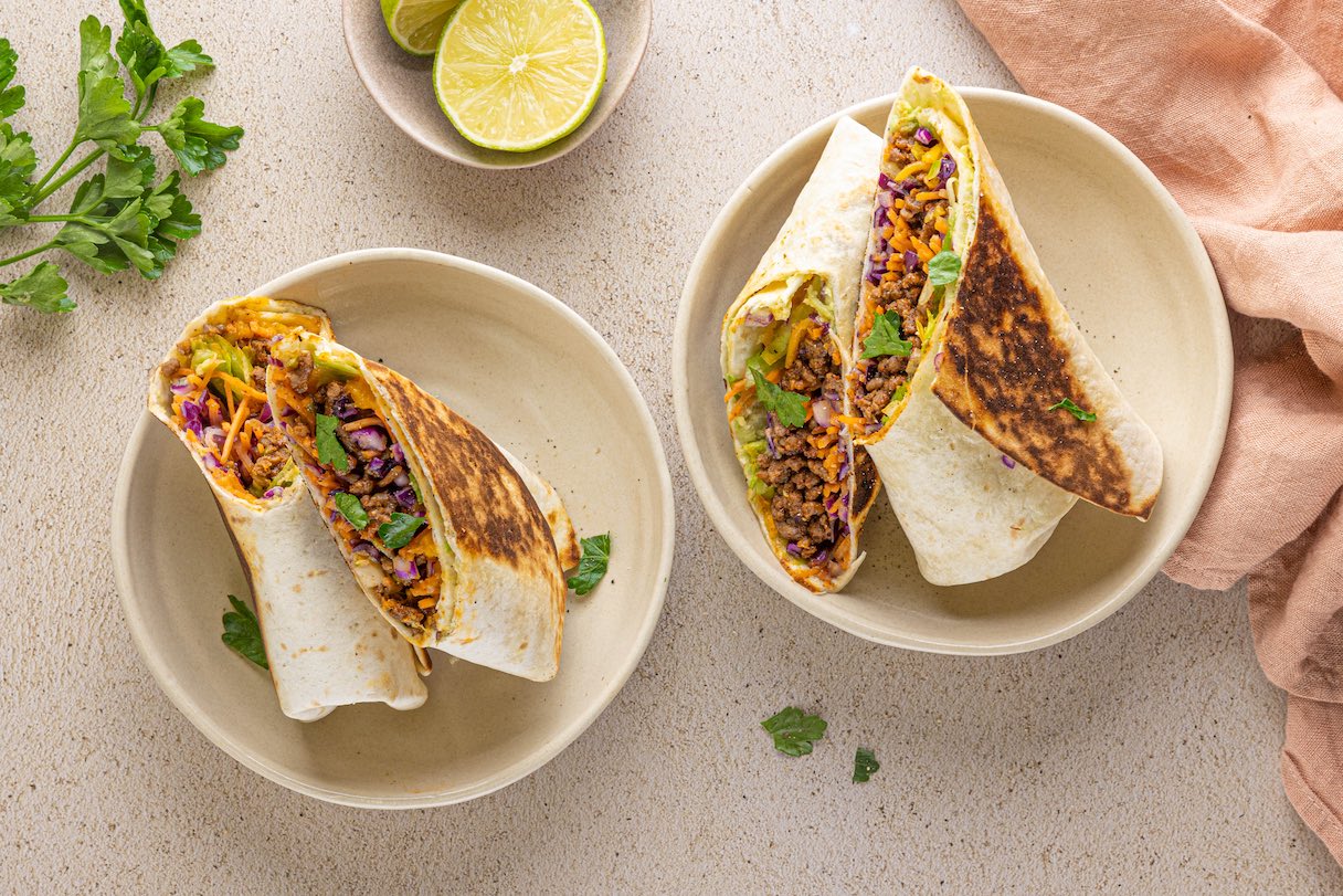 Burrito met gehakt en koolsla