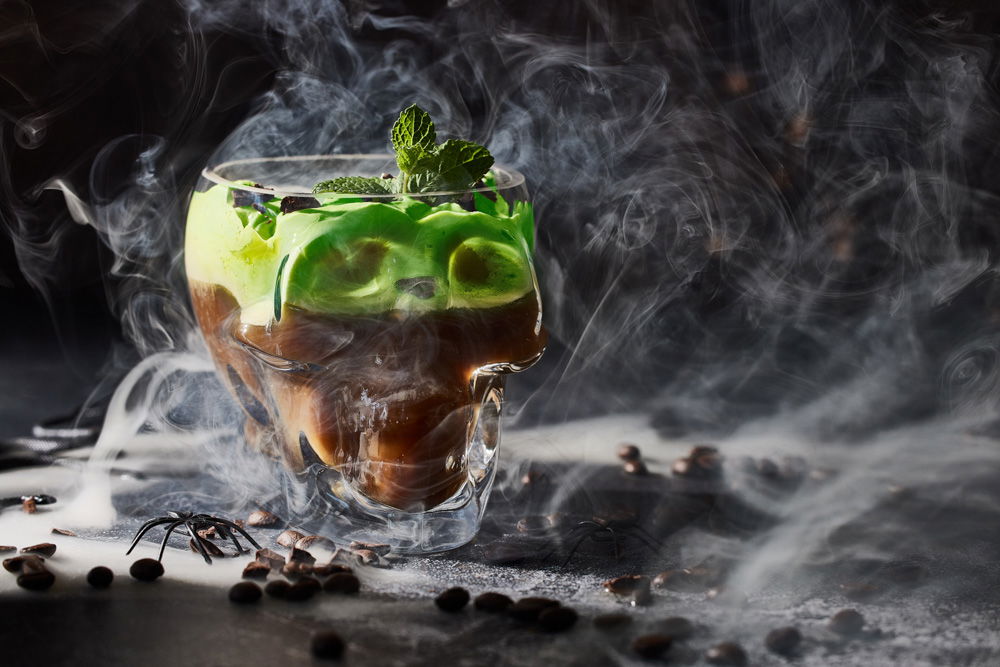Halloween matcha latte