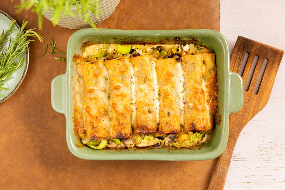 Gevulde cannelloni met paddenstoelen