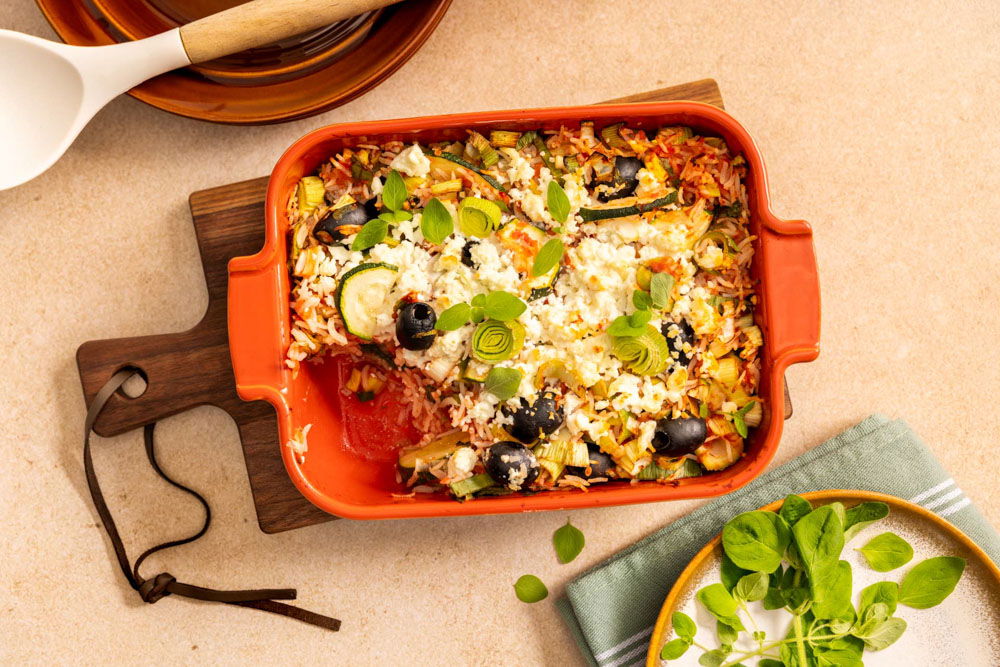 Griekse rijstschotel met prei