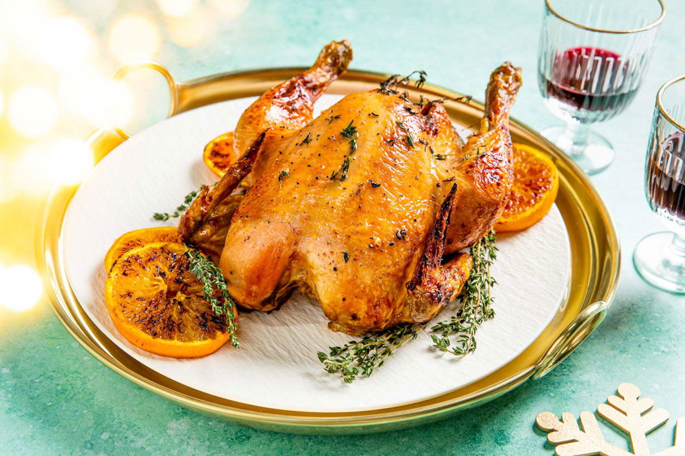 hele kip met sinaasappel-honingglazuur