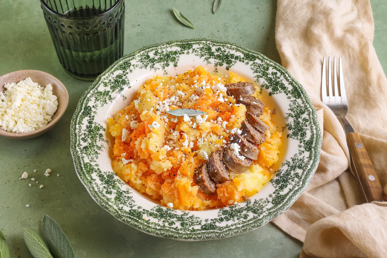 Pompoenstamppot Met Rundersaucijs