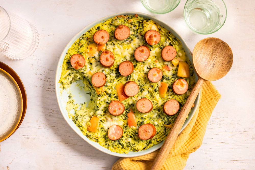 Boerenkoolschotel met rookworst