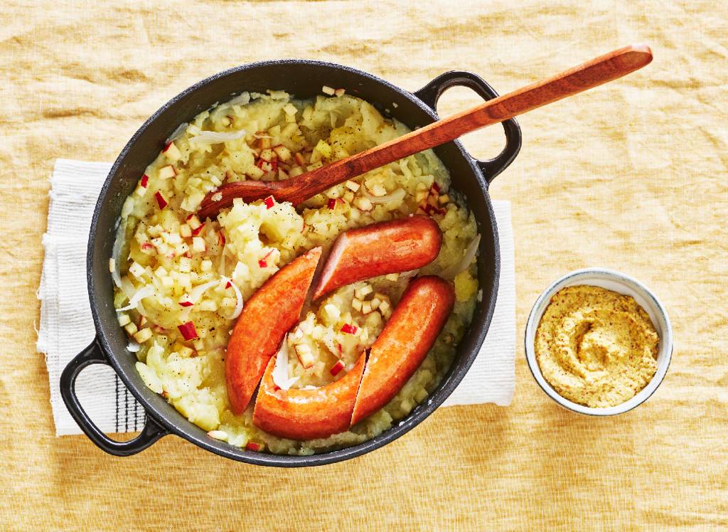 Hete bliksem met rookworst