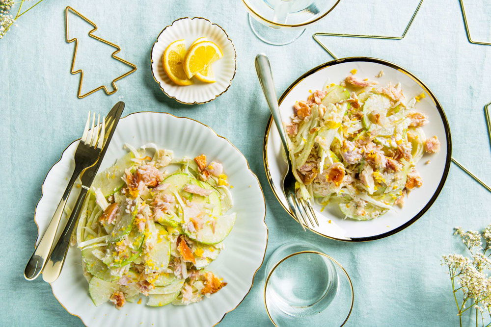 venkelsalade met gerookte forel