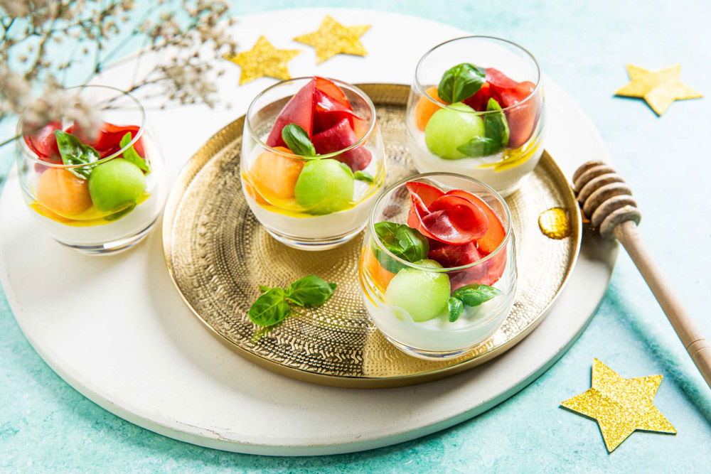 glaasje met zoet-hartige meloen