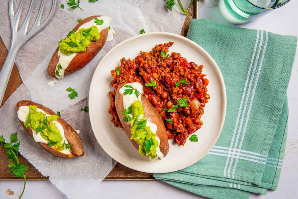 Gevulde zoete aardappel