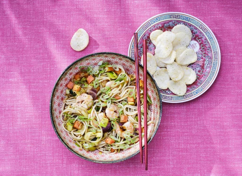 gewokte noedels met garnalen