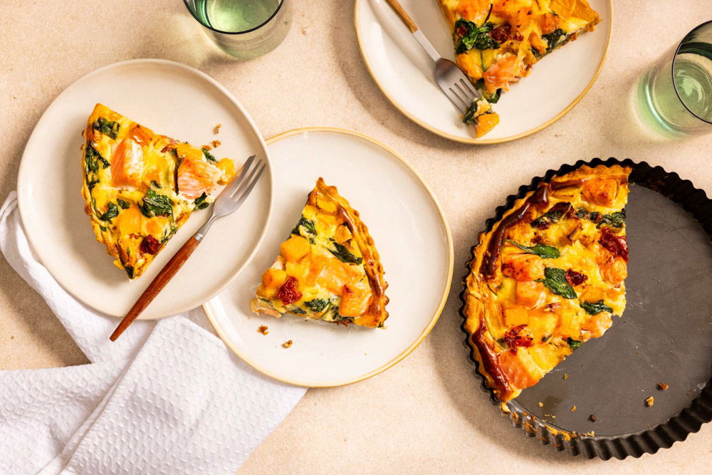 hartige taart met spinazie en pompoen