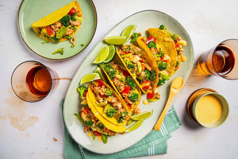 krokante tacos met pikante kip