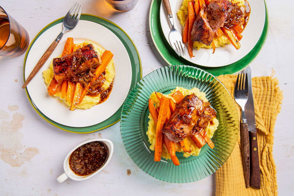 Slavink met gekarameliseerde uienjus