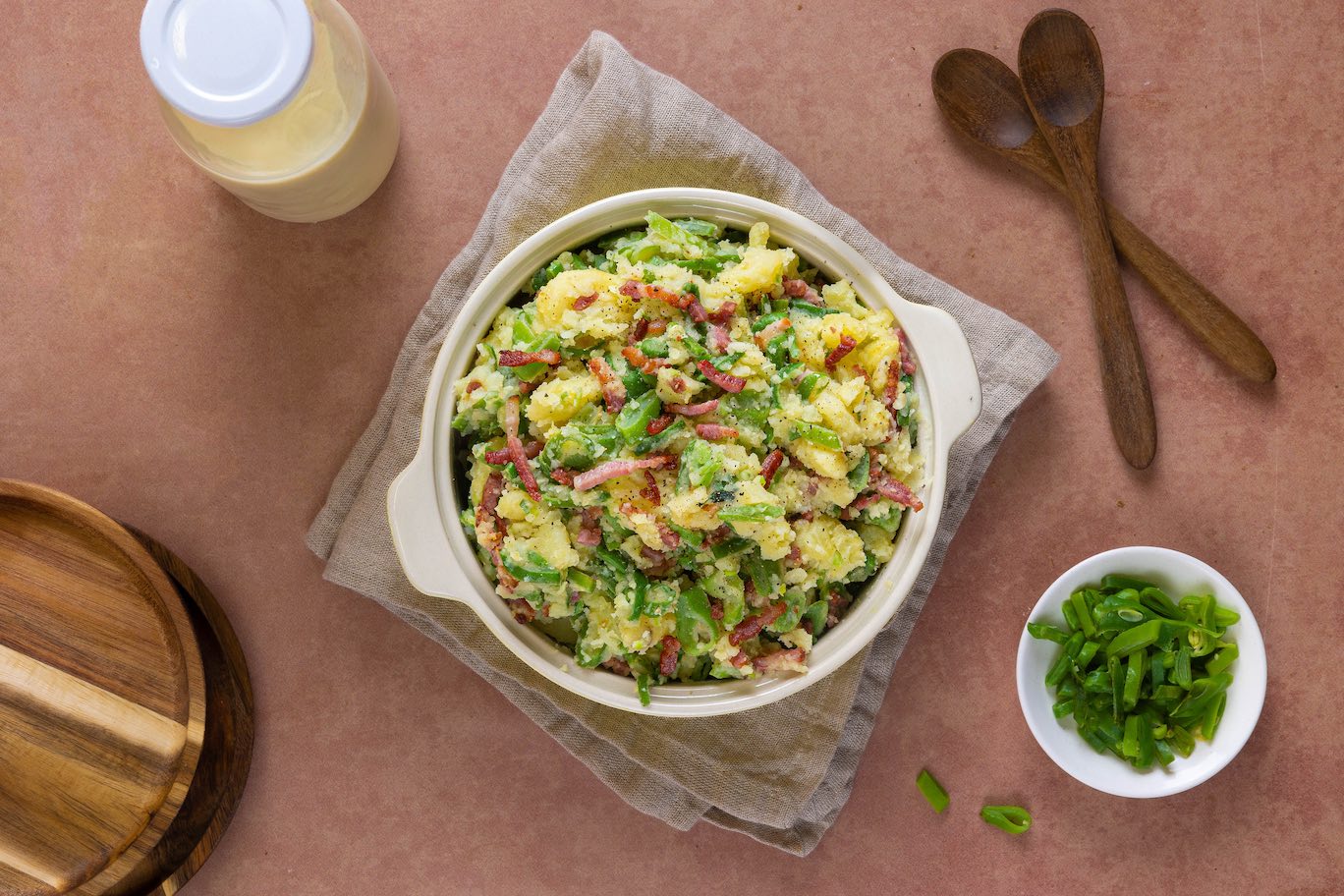 snijbonenstamppot met spekjes