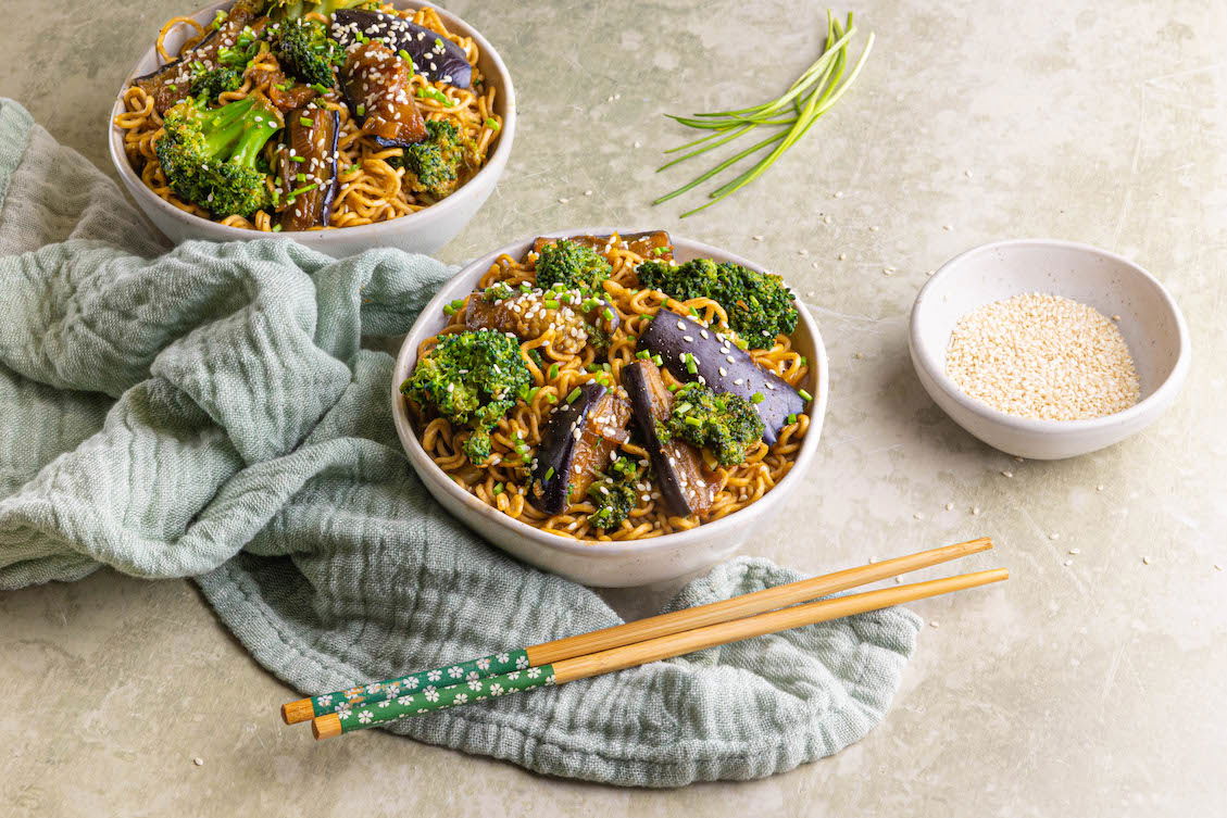Wok Met Aubergine En Broccoli