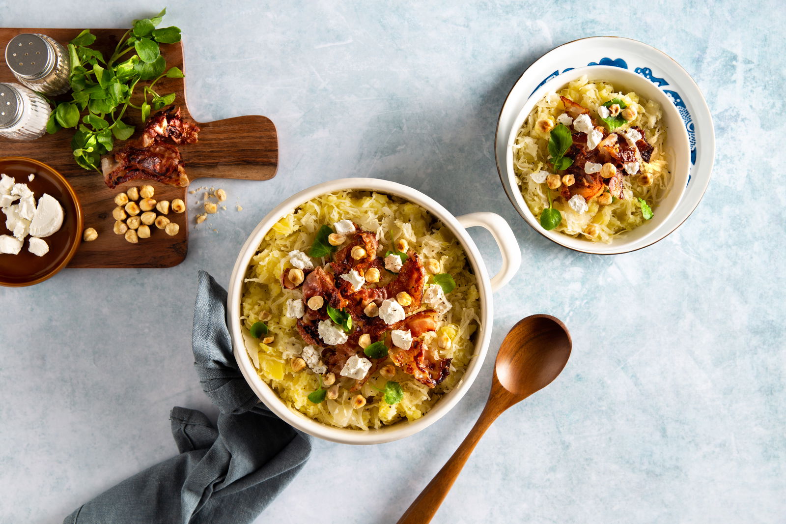 Zuurkoolstamppot Met Krokante Pancetta, Geitenkaas En Hazelnoot 2