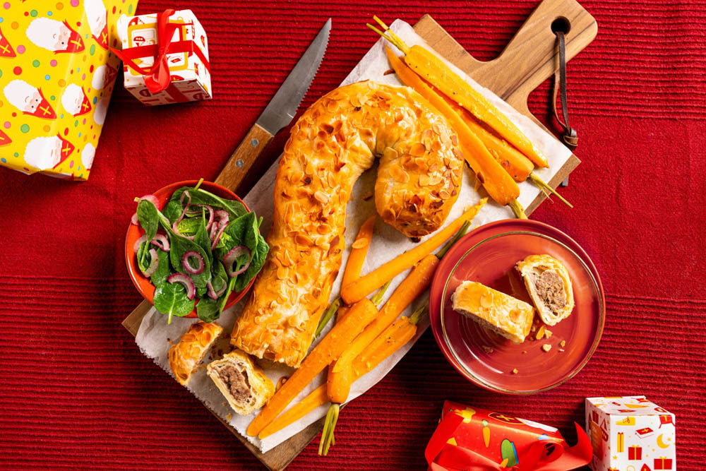 hartige banketstaaf met sinaasappel wortelen