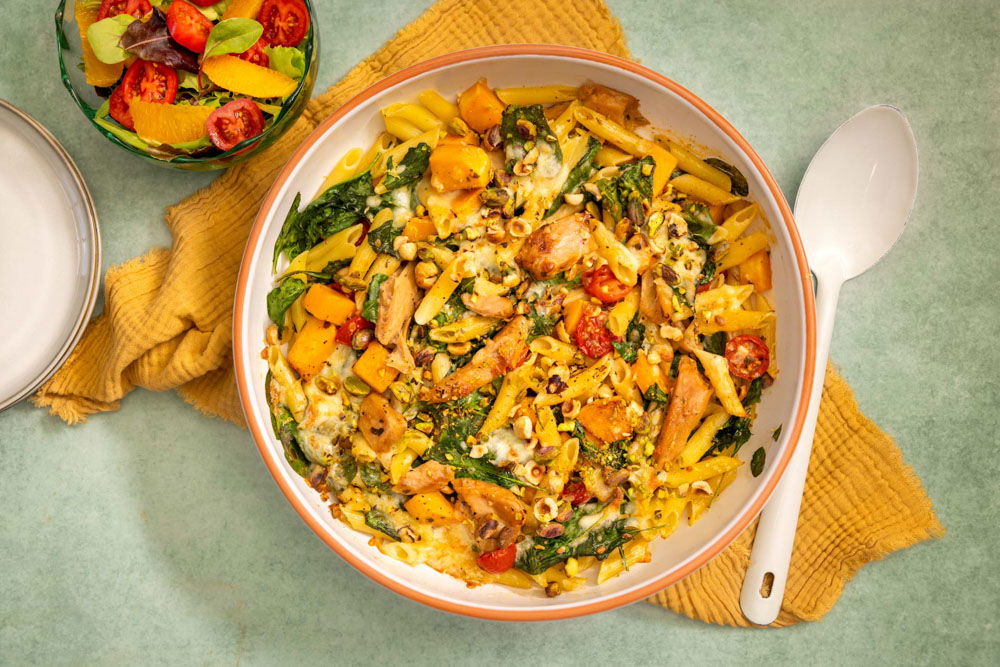 Pasta Ovenschotel Met Vegetarische Kipstuckjes