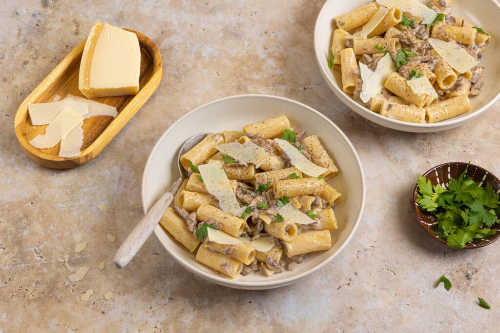 romige pasta met champignons