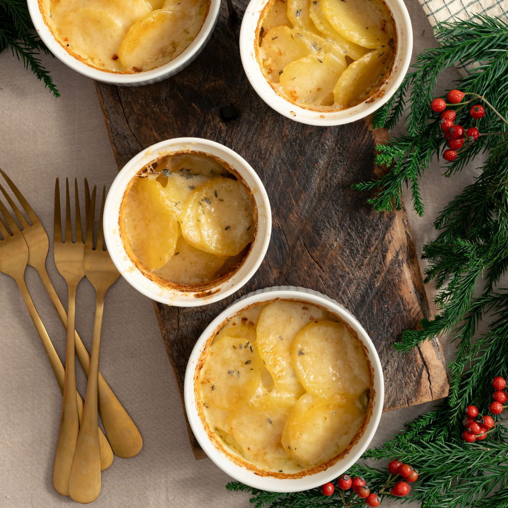 Aardappelgratin met truffel, tijm en Gruyère
