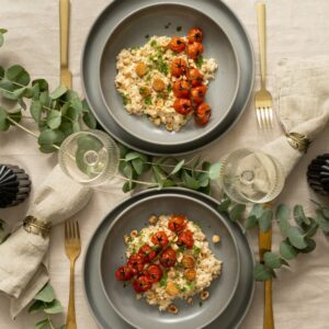 Vegan coquilles met risotto