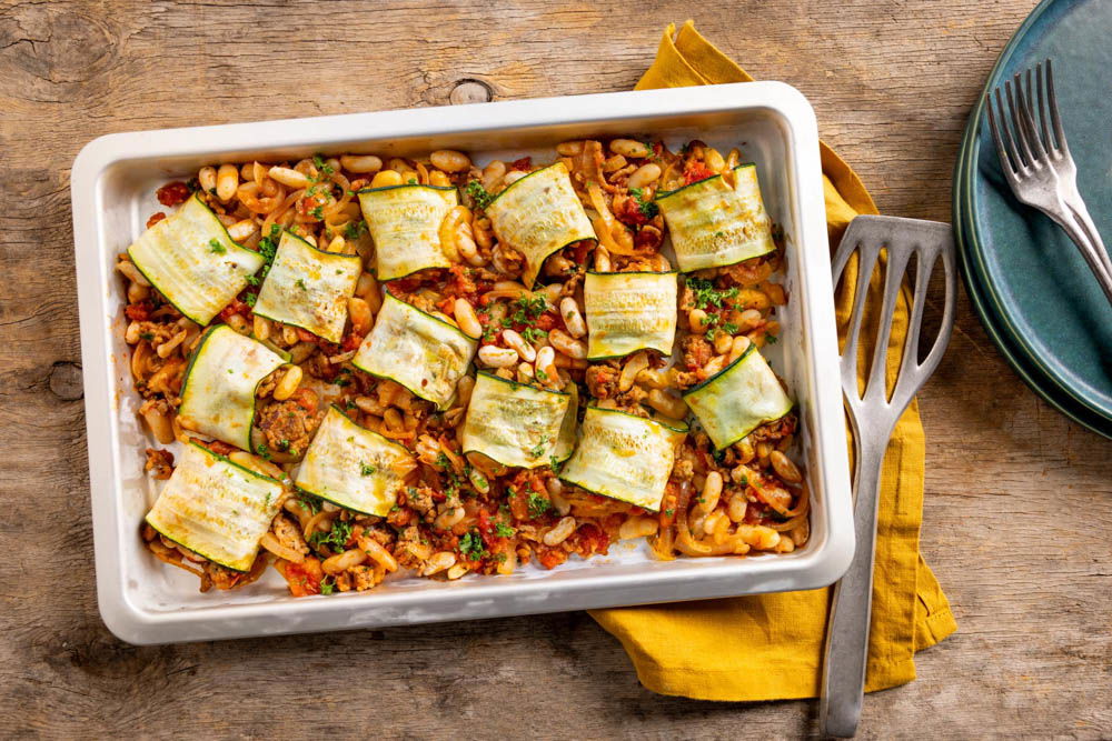 Courgette enchiladas met witte bonen