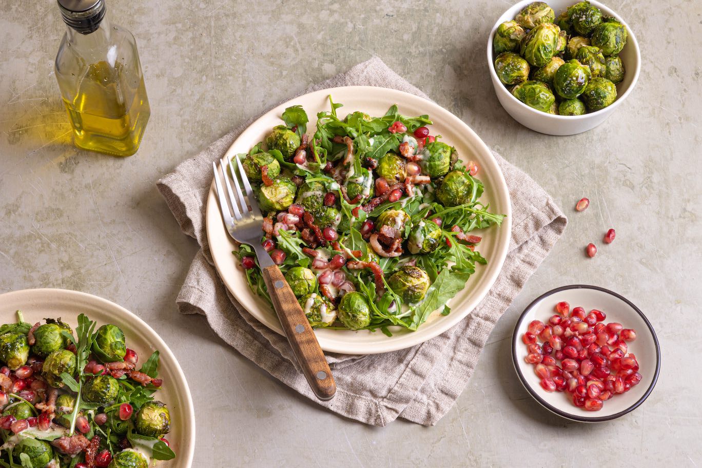 Maaltijdsalade met spruitjes en spekjes