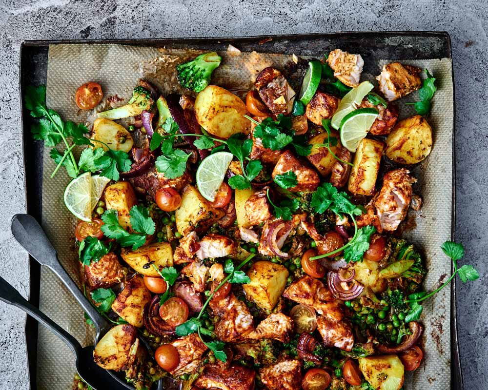 Patak's Tandoori Salmon Traybake