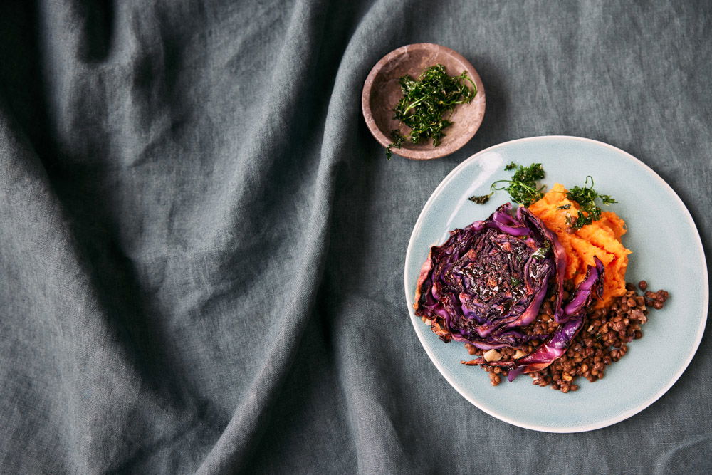 Rode Kool Steak Met Zoete Aardappelpuree Lowres