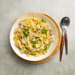 Spaghetti met kip en spruiten