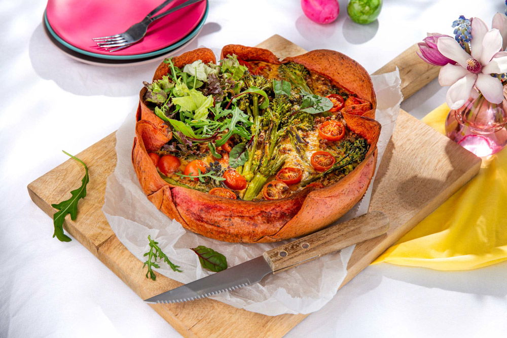 Tortillaquiche Van Bietenwraps Met Bimi