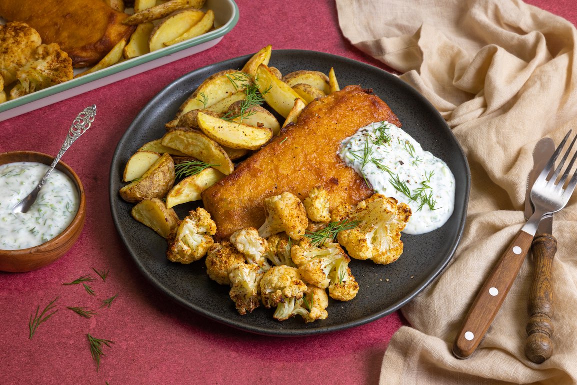 Lekkerbek met bloemkool