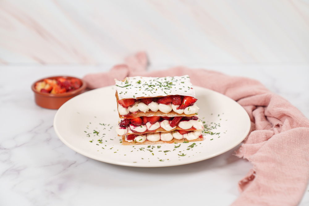 Vruchten Millefeuille Met Verse Aardbeien