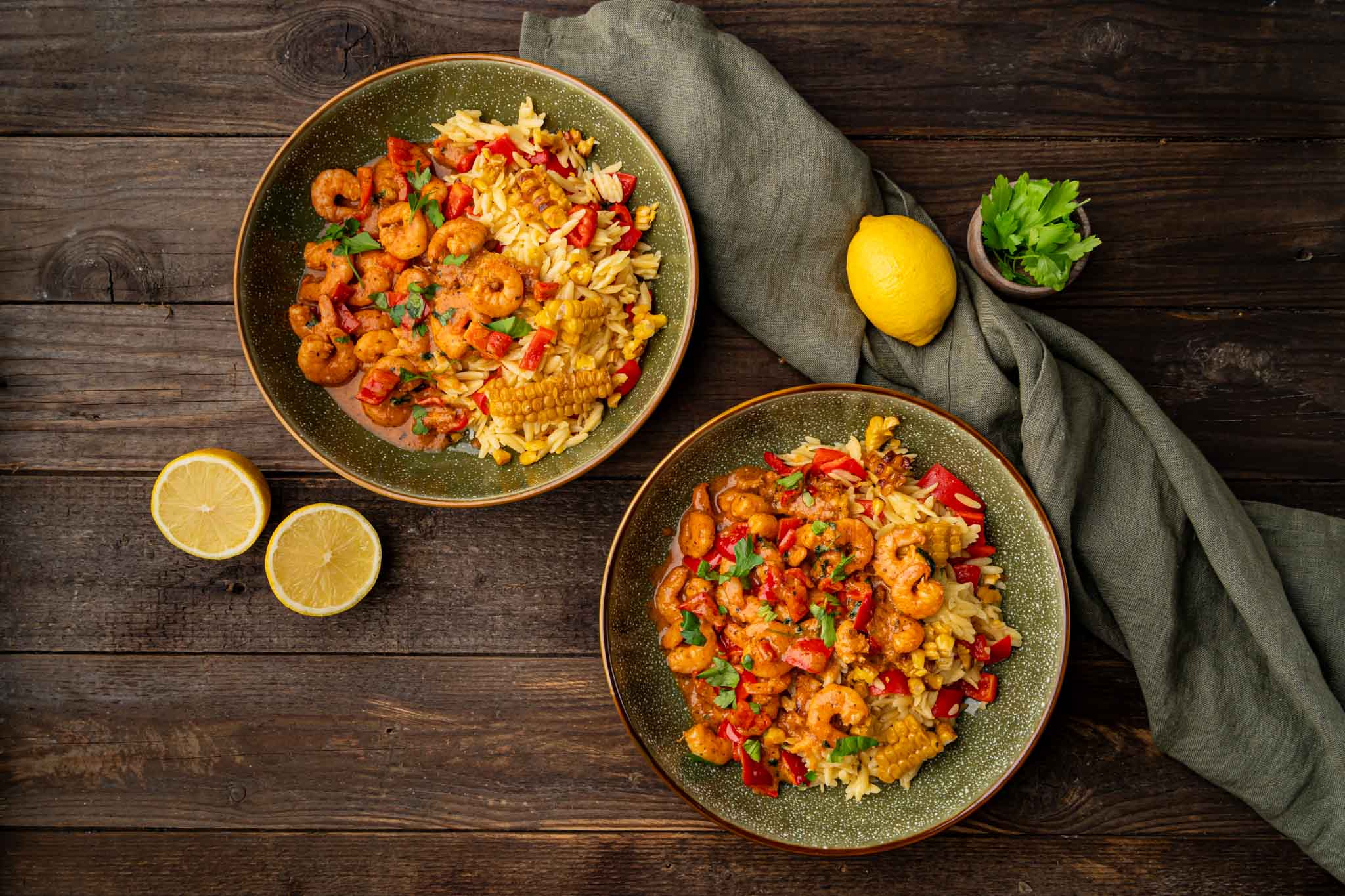 Cajun Honing Garnalen Met Orzo