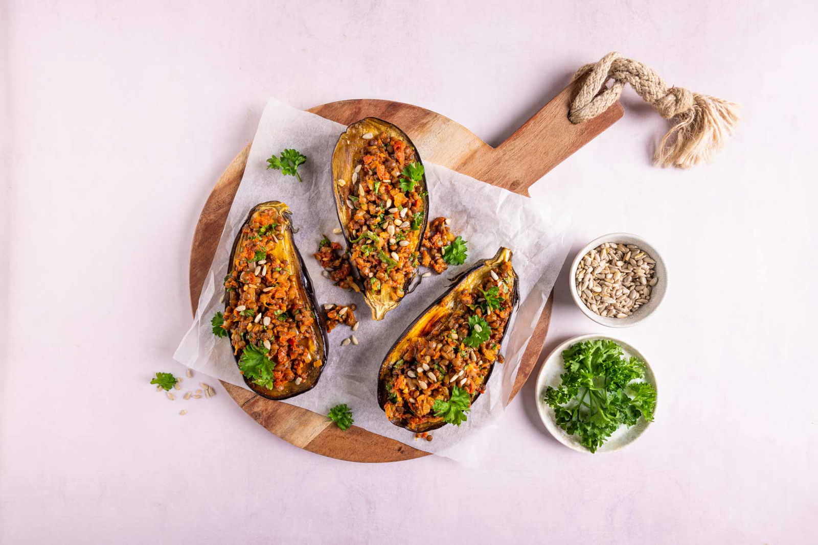 Geroosterde Aubergine Met Linzen