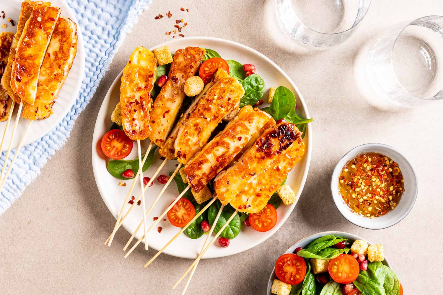 Chilivlokken Spicy Halloumi Spiesjes
