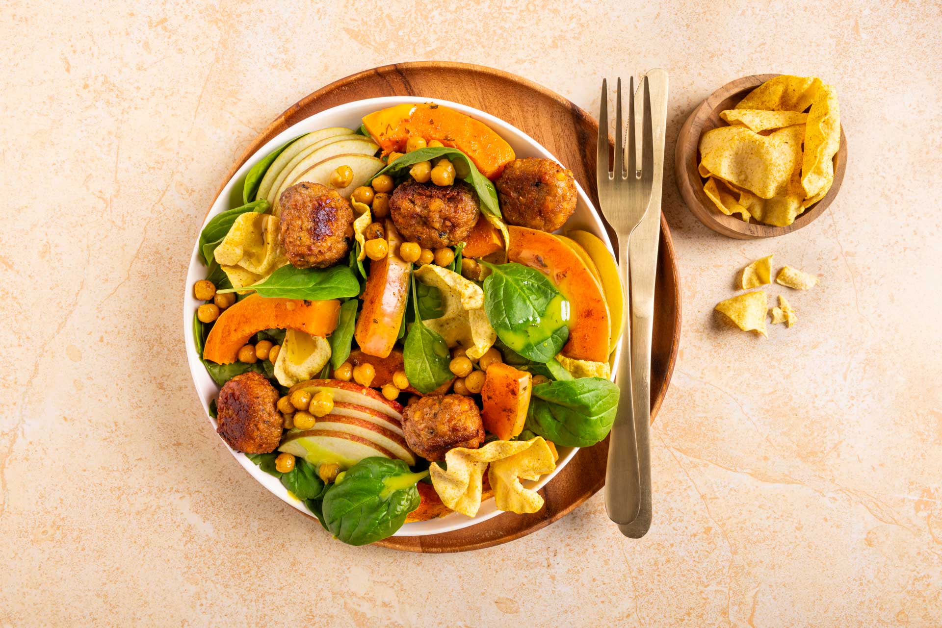 Geroosterde Pompoensalade Met Kikkererwten