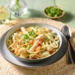 Spaghetti met gerookte zalm en asperges