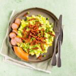 Vegetarische preistamp met doperwten