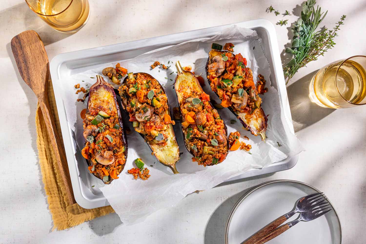 Kneed & Klaar Peulgehakt Italiaans Gekruid Geroosterde Aubergine Met Italiaans Peulgehakt 02