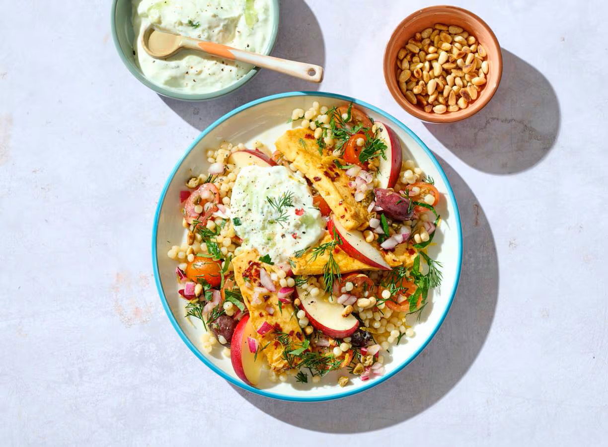 Parelcouscoussalade Met Hot Honey Grillkaas Van Veggilaine