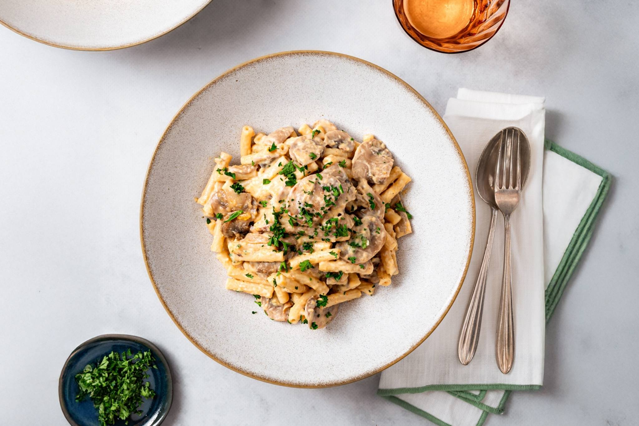 Romige Pasta Met Paddenstoelen