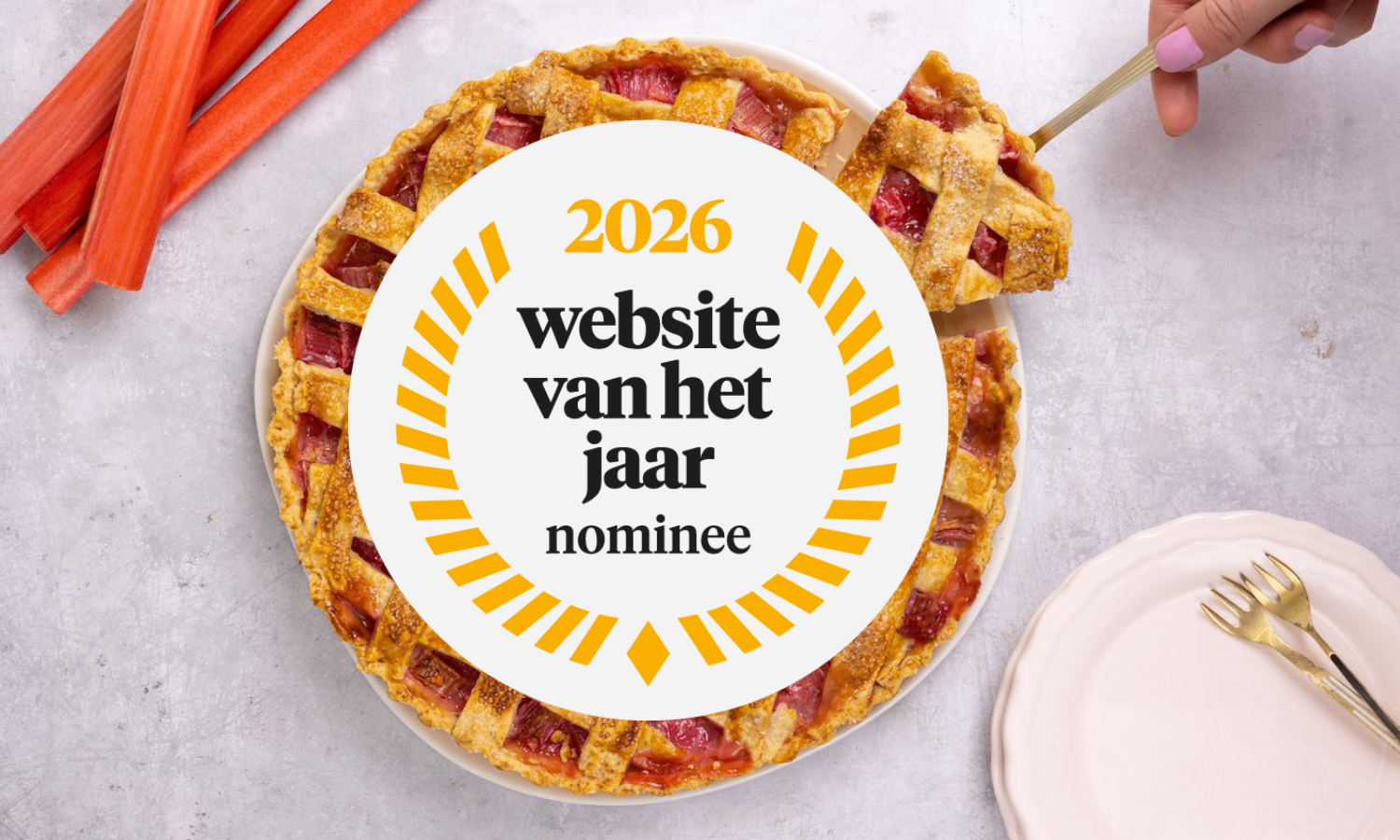 Header Website van het Jaar nominatie op taart